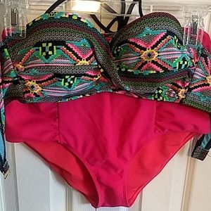 Mixed bikini set Aztec & bright pink